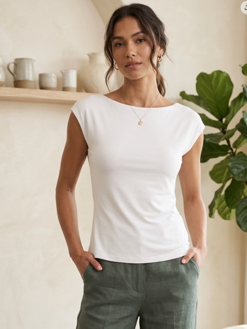 Take 50% OFF- Blenca Elegant White Women's Top, Size- L